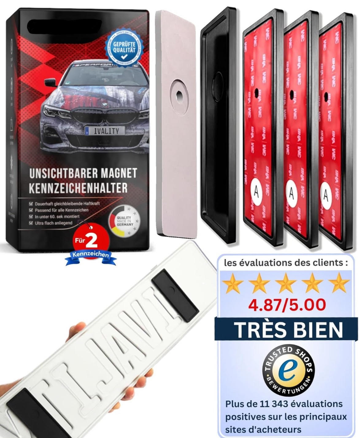 Support magnétique pour 2 plaques