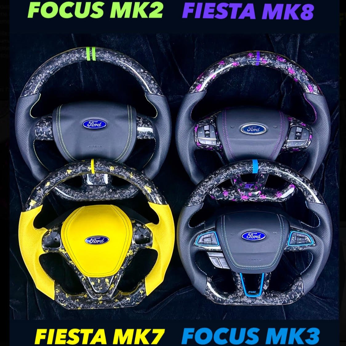 PERSONNALISATION volant carbone pour ford fiesta MK7, MK8 focus MK2, MK3 by FIESTFAST HP+